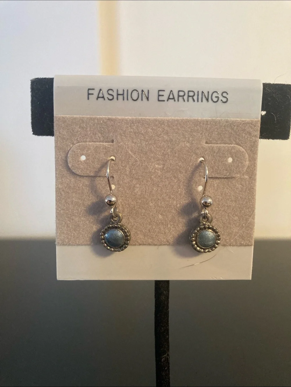 Silver-Tone Blue Drop Earrings